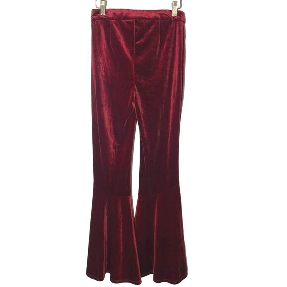 Ronny Kobo Velvet Pants Flare Leg Whimsical Retro boho Cherry Womens Small - Picture 2 of 11